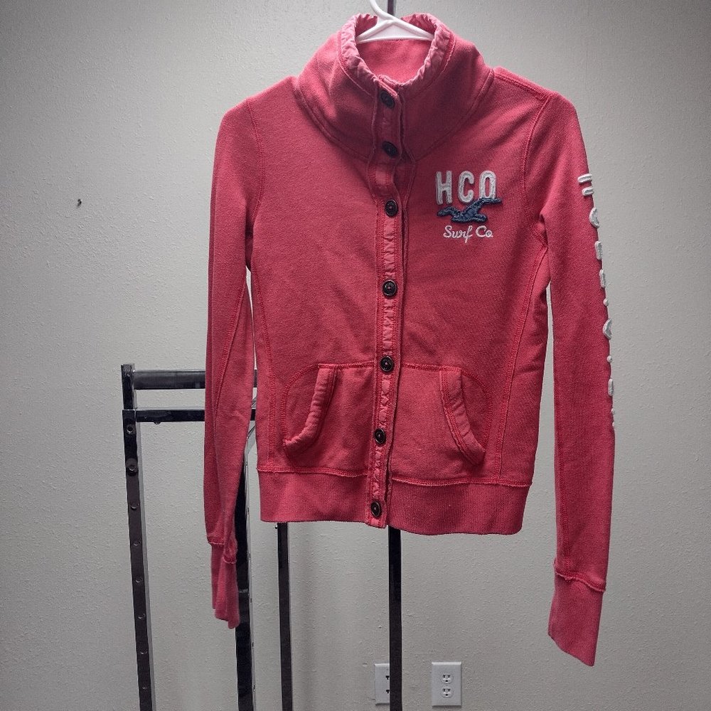 Red Hollister button down  Sweater size Small